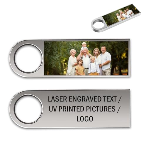 Cle USB 32Go/64Go/128Go, Clé USB Personnalisée - Clé Mémoire Personalisée avec Photo Et Texte, Mini Clé USB 2.0, Lecture Rapide Et Forte Compatibilité,...