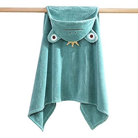 YEBON Kids Hooded Towel Soft Absorbent Bath Towel with Cute Frog Design for Babie, Toddler, Infant Perfect Shower Gifts for Boys and Girls 55"x28" (Green Frog) Cover