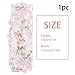 GORGECRAFT 55Inch Embroidered Flower Fabric 3D Organza Pink Floral Chiffon Rose Leaves Vintage Lace Fabric Embroidery Applique Ribbons for Sewing Wedding Bridal Cloth DIY Crafts Supplies