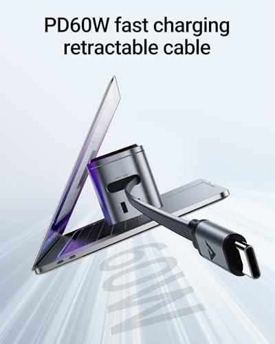Image of INICIO 6-in-1 80W Foldable GaN Magsafe Charging Station,Built in Apple Watch & Airpods Magnetic Wireless Charger, 60W PD USB C Retractable Cable for iPhone 17 16 Galaxy S26 S25 Ultra MacBook iPad Pro