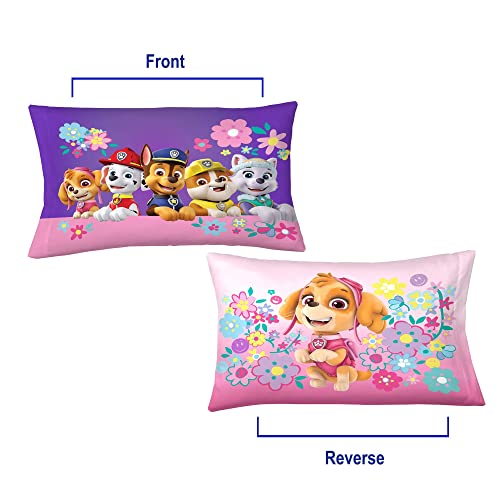 Paw Patrol Girl Reversible Pillowcase For Kid's - Flower Doggies Standard Kids Pillowcase - 20 X 30 Inch (1 Piece Pillow Case Only) #TOP1
