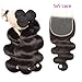 18 20 22 Inch Body Wave Bundles with Closure (16 Inch 5x5 HD Lace Closure) Human Hair Brazilian 3 Bundles with Closure Unprocessed Virgin Human Hair Free Part