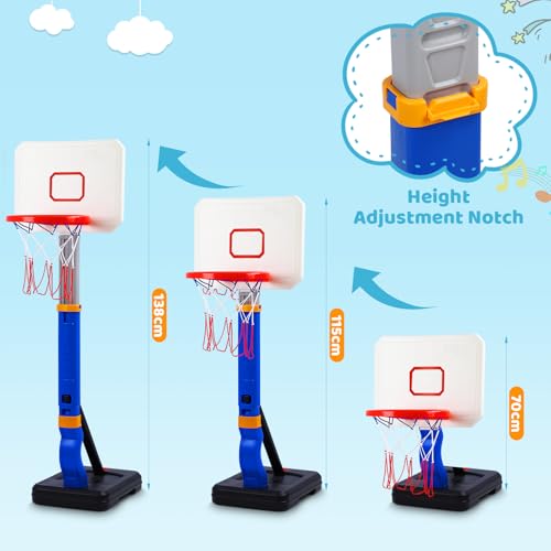 Toddler Basketball Hoop Indoor, 27.55\" to 54.33\" Height Adjustable Mini Basketball Hoop Outdoor, Toys for Age 3+ Boys Girls Kids Babies Gifts Birthday Children\'s Day Parent Games Learning Exercising