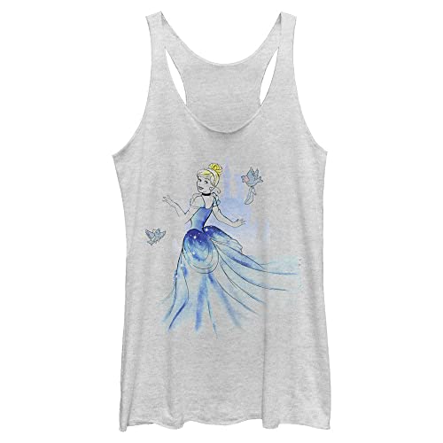 Image of Disney Princesses Cinderella Washy Women's Racerback Tank Top, White Heather, Small