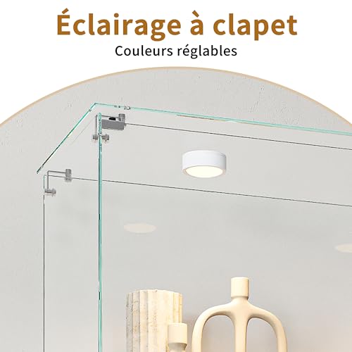 Miniatura 6 de Timorwtf - Vitrina De Cristal Con Led, Armario Para Colección, 2 Puertas Con Cerradura, 5 Estantes Ajustables, 186 X 78 X 34 Cm, Color Negro