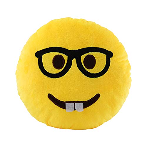 Nerd Boy Pillow 12.5 Inch Large Yellow Smiley Emoticon