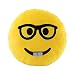 Nerd Boy Emoji Pillow 12.5 Inch Large Yellow Smiley Emoticon
