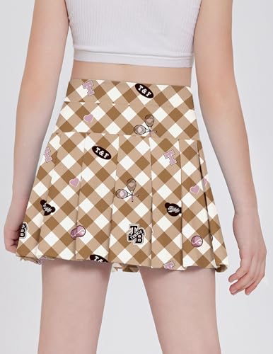 Image of Arshiner Girl's Tennis Skirts with Shorts Athletic Pleated Skirt Workout Performance Skorts with Pockets for Kids 4-13Y