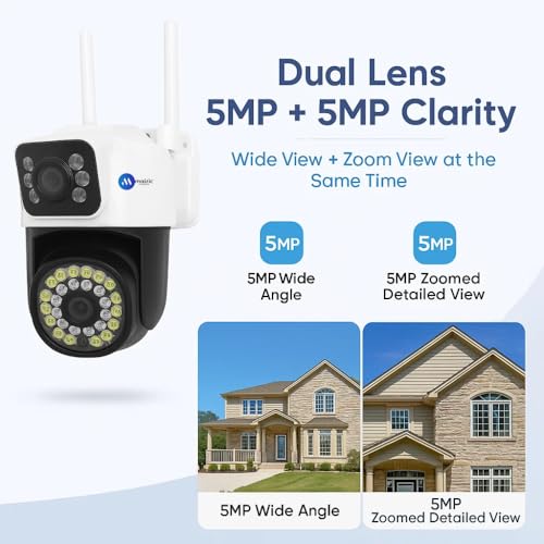 Image of Maizic Smarthome Mini SuperCamX 36IR Dual Lens 5MP+5MP Wireless Outdoor CCTV Camera | Dual Screen View | Color Night Vision | AI Human Detection | 2-Way Audio | WiFi Security Camera