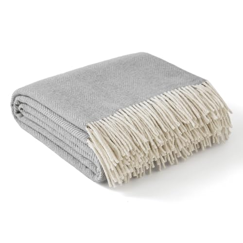 Bedsure 100% Wool Blanket for Women Gift - GentleSoft and Cozy, Lightweight Warm...