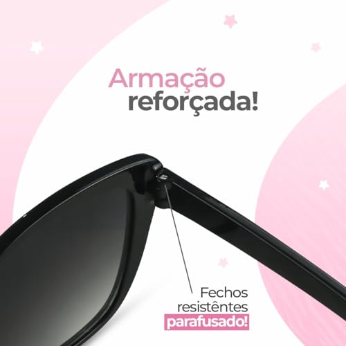 oculos sol feminino proteção vintage uv praia gatinho + case delicado verão presente preto