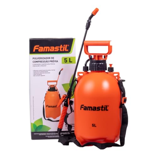 Pulverizador de Compressão Prévia Famastil – 5 litros – Jato regulável – Cabo com Gatilho – Jardins