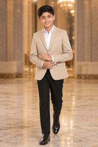 Image of SaintX Kids Boys Tailored Premium Coat Blazer | 4-Way Stretchable Wrinkle Free Fabric | Fully Lined | Slim Fit | Versatile Formal & Casual Jacket for Boys (1-14 Years KB01)