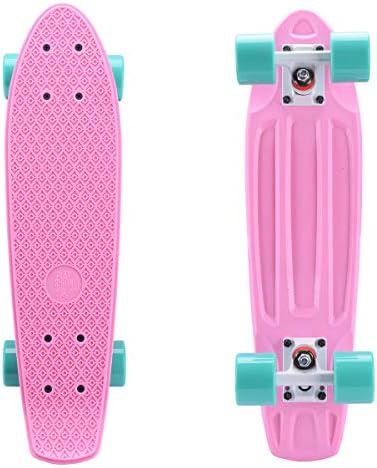 Complete 22'' Mini Cruiser Skateboard for Beginner with Sturdy Deck,Pink