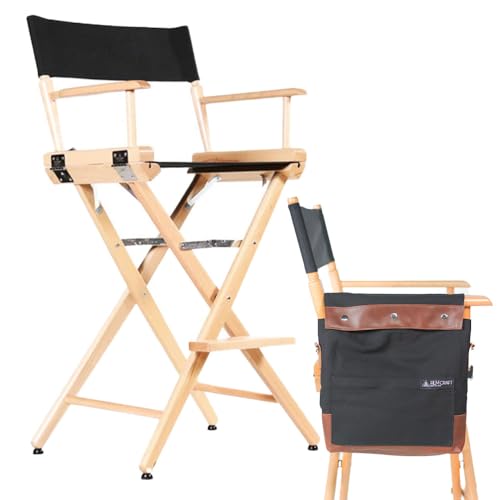 Filmcraft Tall Director's Chair (Black Canvas, Natural Frame) 30