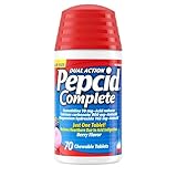 Pepcid Complete Acid Reducer + Antacid Chewables, 10mg Famotidine, 800mg Calcium Carbonate & 165mg Magnesium Hydroxide per Heartburn Medicine Tablet, Antacid Chews, Berry Flavored, 70 ct