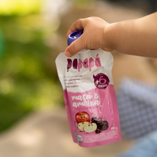 Papapá, Papinha infantil, Orgânico, Sabor Maçã & Ameixa, 100g, Rosa