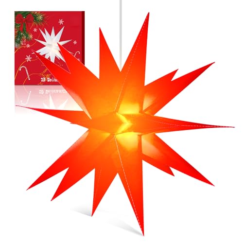 Weihnachtsstern Rot LED 28 Sky angle 3D Weihnachtsstern Beleuchtet Batterie mit Timer für...