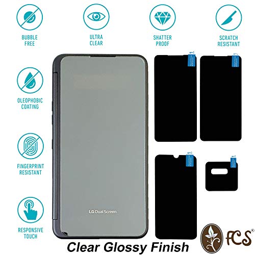 Image of FCS Polyethylene Terephthalate Anti Shock Armour Impossible Flexible Screen Protector Guard For Lg G8X Thinq | 4 Pc. Set | All Screens And Camera Protection, Full Coverage (Glossy) Transparent