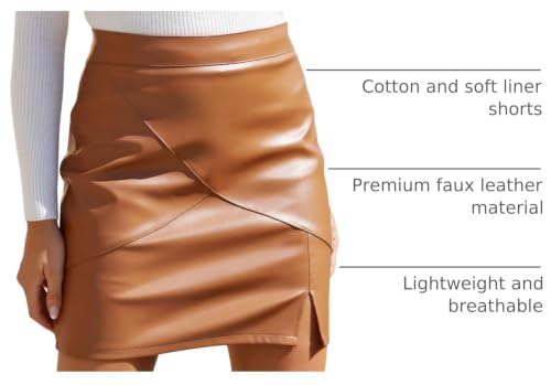 Image of We1Fit Womens Fuax Leather Skirt High Waisted Bodycon Pencil Mini Skirts with Shorts