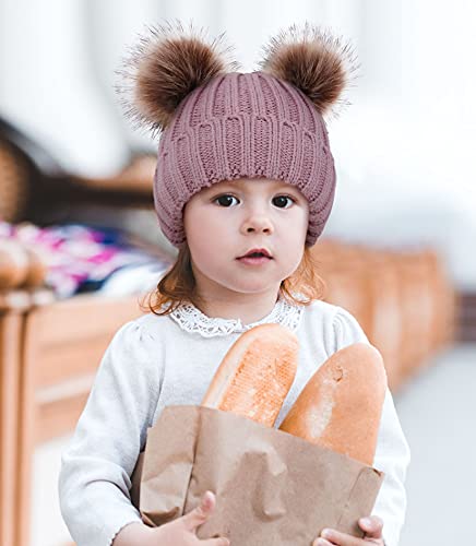 Arctic Paw Girls Beanie with Pom Pom Hats for Gilrs Winter Hat Toddler Beanies2