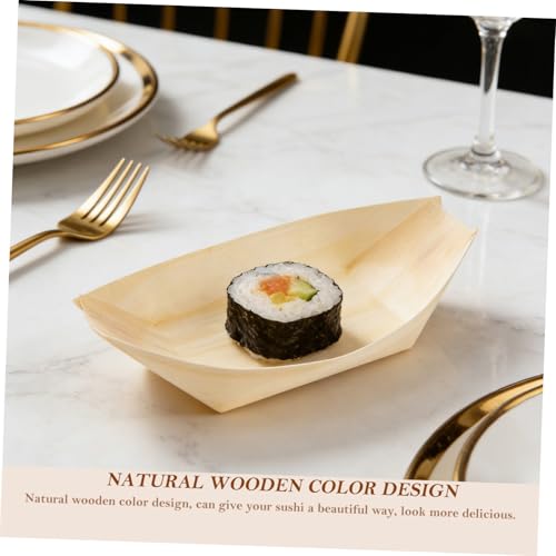 Platos desechables de madera 6 pulgadas para sushi 100 unidades miniatura 3