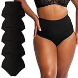 INNERSY Miederslips Damen Shapewear High Waist Unterhosen Schwarz Wochenbett Unterwäsche 5er Pack (L, 5 Schwarz)