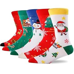 5 Pairs - Christmas Themed - Santa Claus & Snowman & Christmas Tree & Gingerbread Man & Candy Gift Christmas Patterns Socks
