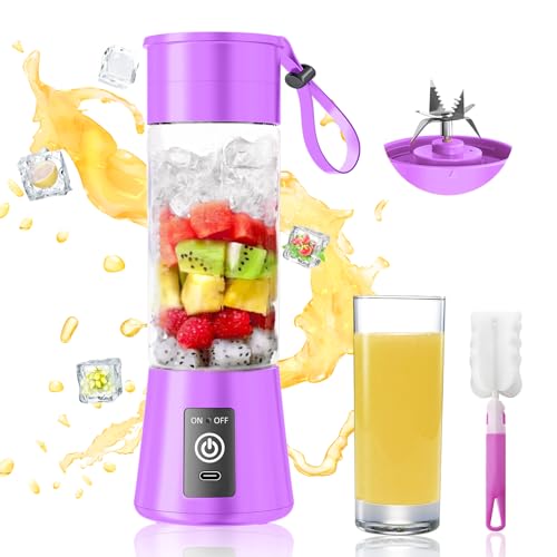 Portable Blender for Shakes and Smoothies - Newly Upgraded 13 Oz Mini Blender with 6 Blades, USB & Type-C Rechargeable, Suitable for Making Fresh Juice, Convenient for Travel and Sports