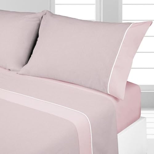 Manterol Juego DE SÁBANAS Franela Luna 003 Lisa SÁBANAS DE Invierno 100% algodón- (Rosa, Cama 135/140 cm.)