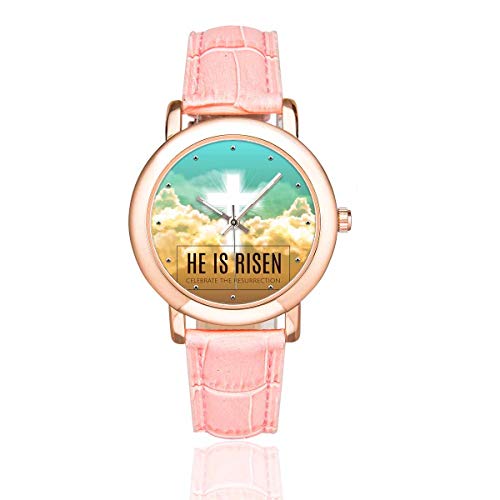 InterestPrint Christian Religious Bible Verse with Cross Women's Rose Gold-plated Leather Strap Watches Wrist Watch