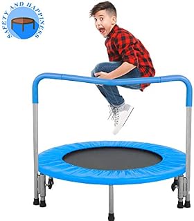 BestMassage Trampoline Kid Trampoline Portable Trampoline for Kids with Handrail and Padded Cover
