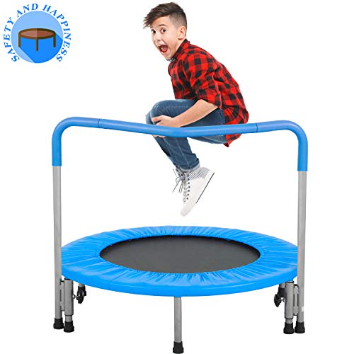 BestMassage Trampoline Kid Trampoline Portable Trampoline for Kids with Handrail and Padded Cover