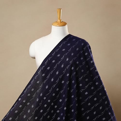 Image of Premium Sambalpuri Ikat Weave Pure Handloom Cotton Shirt Fabric Authentic Odisha Traditional Tie-Dye Craft, Soft & Breathable Natural Cotton Material for Custom Tailoring, Casual & Formal Wear
