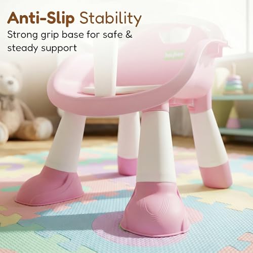 Image of Baybee Booster Seat for Baby | Feeding Chair with Tray | Portable Dining Seat for Toddlers | Baby Feeding Solution for Home & Travel (0-6 Years, Pink)