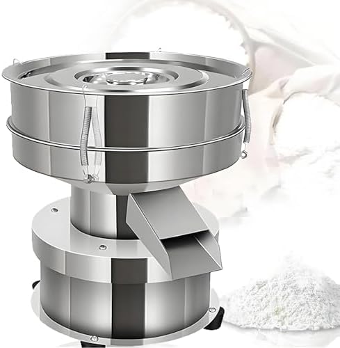 50W Electric Vibrating Sieve Machine - 304 Stainless Steel Flour Sifter with Dual 40/60 Mesh, 1350 RPM for Commercial Baking, Pastry Flour, and Powdered Sugar - 15CM