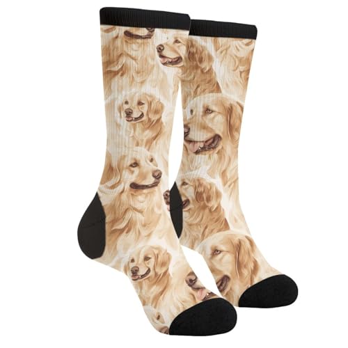 Tuaakeo Golden Retriever Socks Funny Dog Novelty Socks Casual Athletic Crazy Cute Crew Socks For Women Men