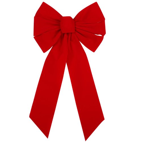 Large Red Christmas Flocked Fabric Bow | Party Decoration