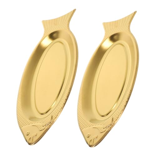 PRETYZOOM Plateaux De Poisson En Acier Inoxydable 35 Cm, Assiettes Métalliques Anti-magnétiques, Plaques De Cuisson Vapeur Polyvalentes Cuisine Familiale, Lot De 2 Plats De Service Élégants De Poisson