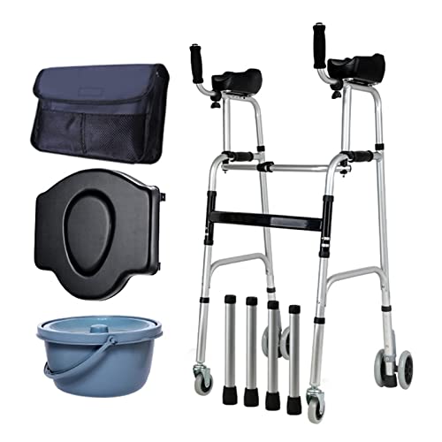 Andador de 4 ruedas, altura ajustable con almohadillas para reposabrazos y ruedas, ayuda de movilidad auxiliar de rehabilitación plegable para ancianos discapacitados, estrella de luz C