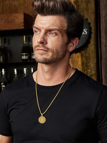 Chi Rho Necklace 925 Sterling Silver Chi Rho Christogram Symbol Necklace Alpha Omega Pendant Religious Lord Jesus Christian Constantine Jewelry for Men Wome4