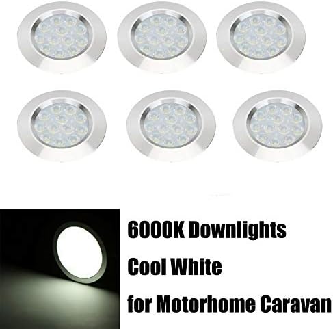 CICMOD 6PCS Interior Spot Light 12V 3W Recessed Ceiling Downlight for Camper Van Caravan Motorhome Boat Cool White