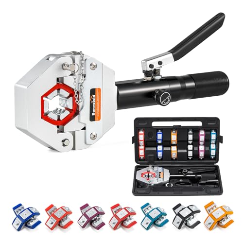 Bonvoisin ホース圧着ペンチ AC油圧ホースクリンパ― ６角圧着 8T 配管R134a 対応 ACフィッティング＃8/＃9/#10対応 手動油圧パイプ 油圧式圧着ペンチ 7種ダイス付き エアコン修理 カーエアコン修理 配管圧着作業