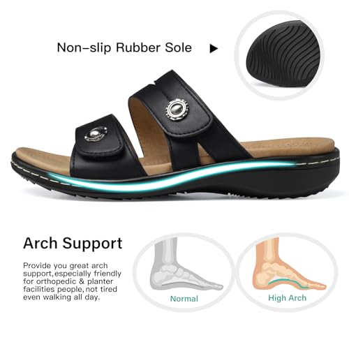 SHIBEVER Flat Sandals Women Dressy: Non Slip, Arch Support, Orthopedic, Plantar Fasciitis Comfortable Walking Sandal4