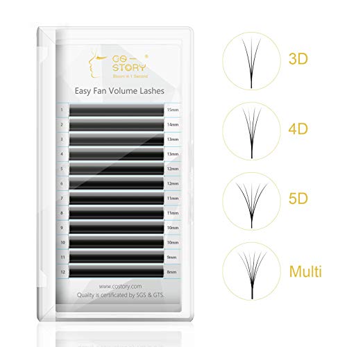 Volume Eyelash Extensions Supplies Soft Natural Light Easy Fan Lashes Self Fanning 2D 3D 4D 5D 6D 20D Cluster Auto Fans Rapid Blooming Russian Volume Lash Extension(0.07mm C Curl 8-15 Mixed)