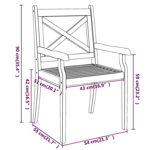 Chaise de jardin en acacia lot de 3 pour repas sur terrasse