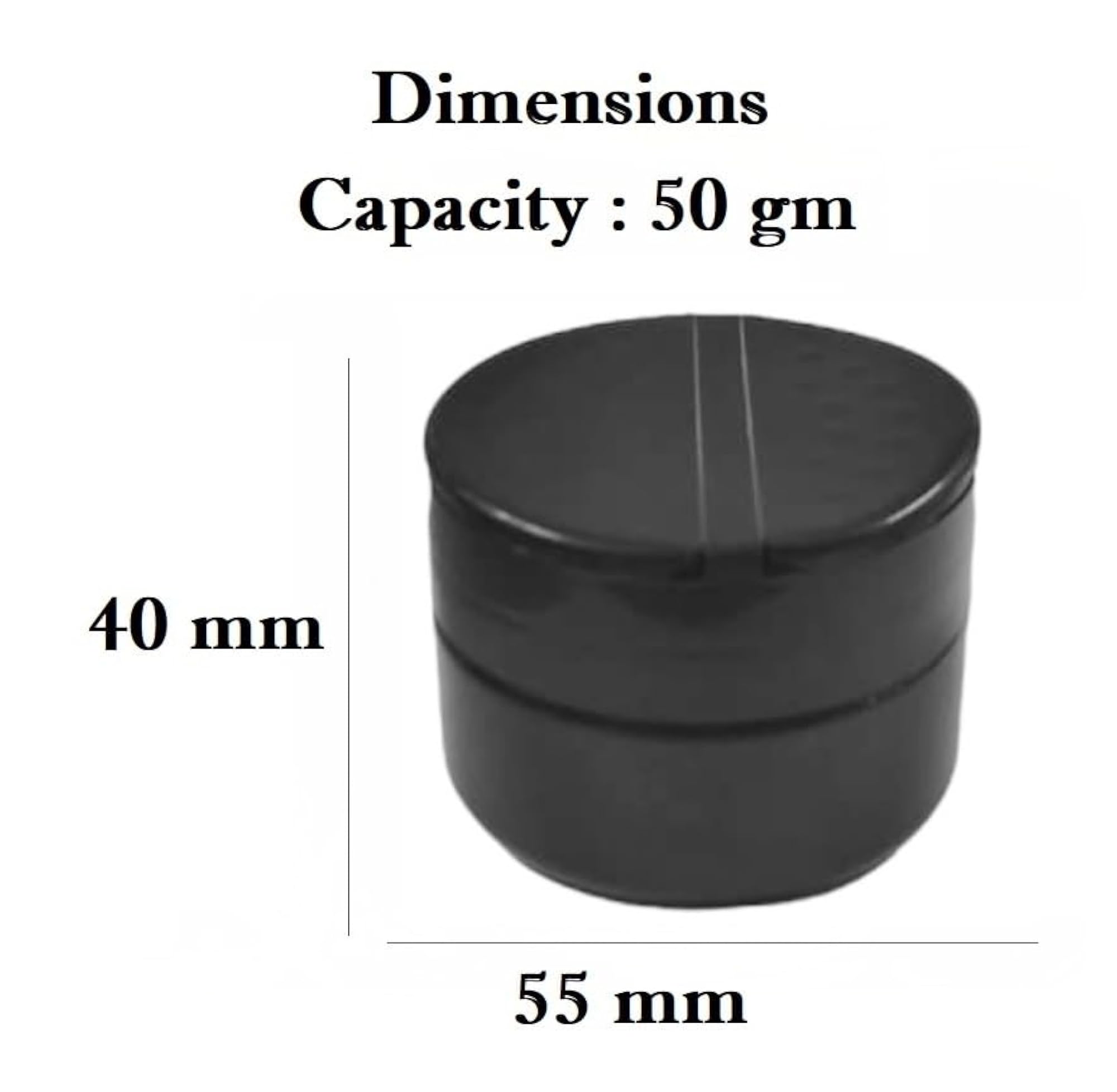 50 gm Black Plastic Pet Jar with Cap