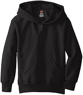 Hanes Big Boys' Eco Smart Fleece Pullover Hood, Black, Large