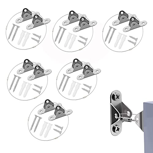 6 Piezas Kit de Correas de Anclaje Muebles, Correas de Seguridad Muebles Metal, Anclaje de Pared Antivuelco Muebles, para Muebles, Estanterías, Armarios, Cajones, para Proteger Bebé y Mascota