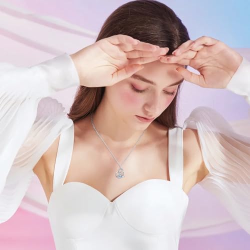 Sea Turtle/Mermaid/Axolotl/Jellyfish/Starfish/Octopus Necklace for Women 925 Sterling Silver Ocean Animal Pendant Necklace Jewelry Birthday Ocean Themed Gifts for Ocean Lovers4